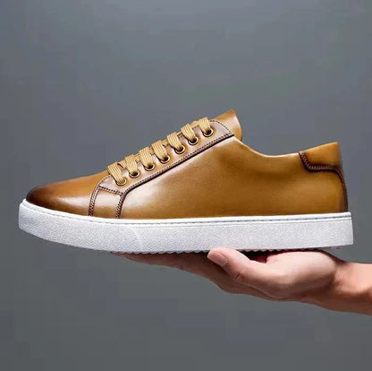 Herre Lædersneakers – Smart Casual Low-Top Sko Til Sommerbrug