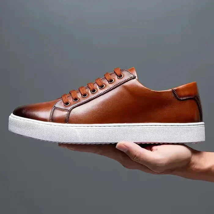 Herre Lædersneakers – Smart Casual Low-Top Sko Til Sommerbrug