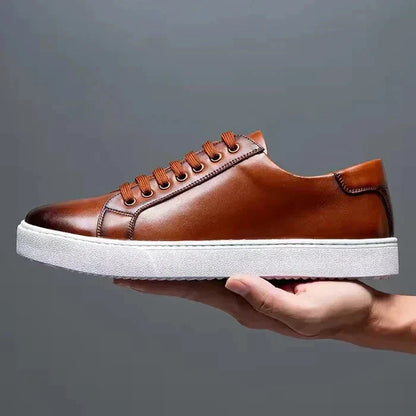 Herre Lædersneakers – Smart Casual Low-Top Sko Til Sommerbrug