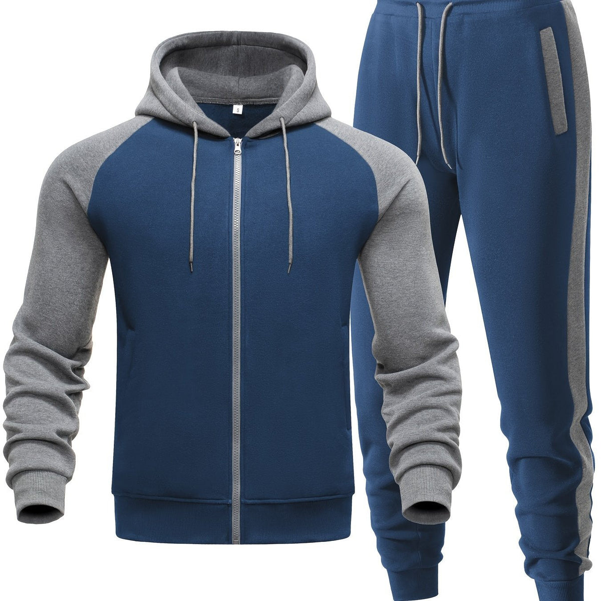 Męski 2-częściowy zestaw z bluzą z kapturem i joggerami – swobodna stylizacja na sport, co dzień, czas wolny i w stylu streetwear