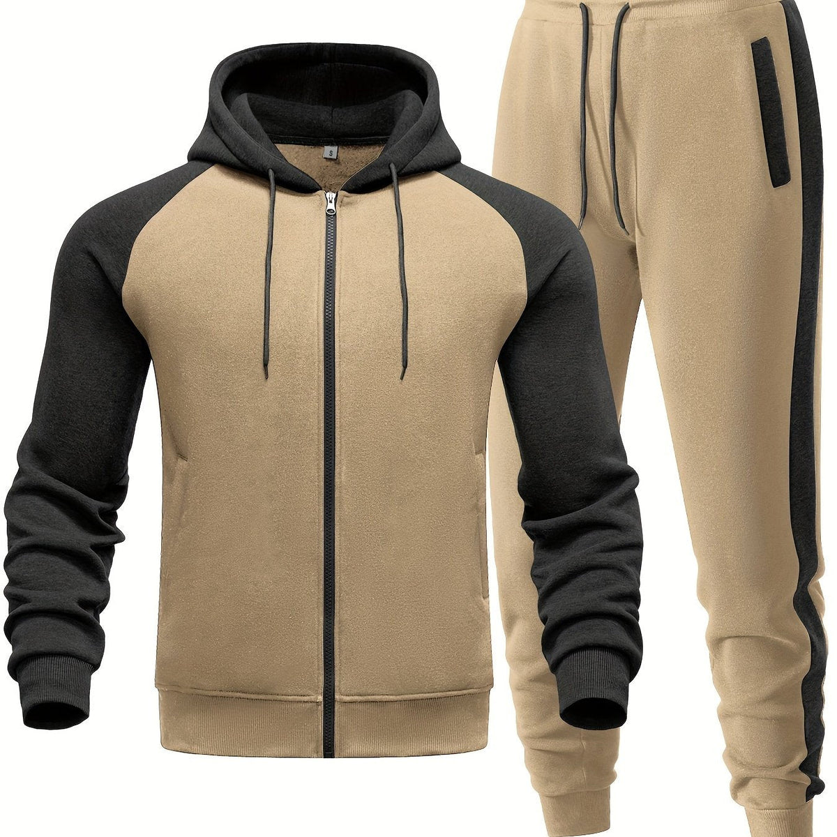 Męski 2-częściowy zestaw z bluzą z kapturem i joggerami – swobodna stylizacja na sport, co dzień, czas wolny i w stylu streetwear