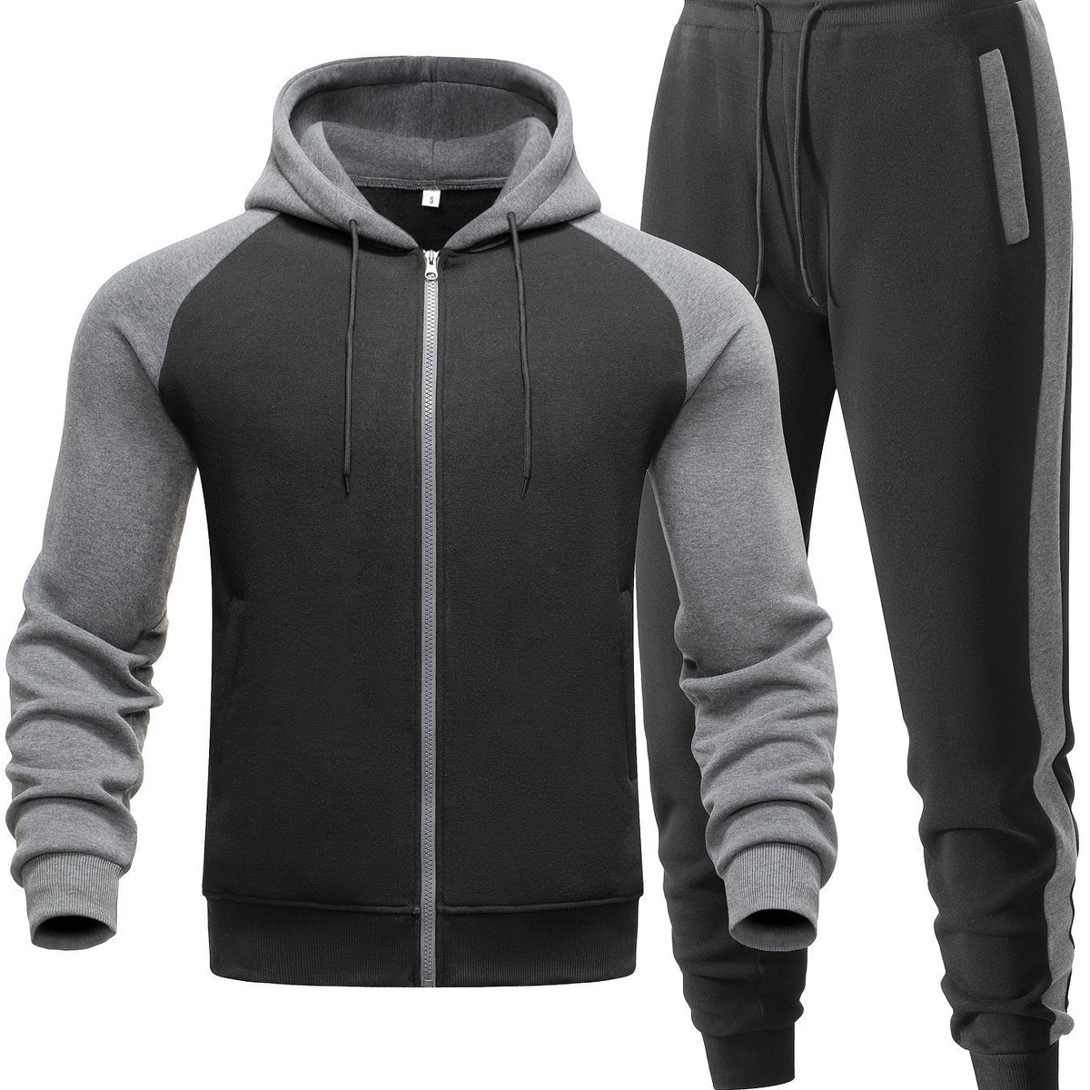 Męski 2-częściowy zestaw z bluzą z kapturem i joggerami – swobodna stylizacja na sport, co dzień, czas wolny i w stylu streetwear
