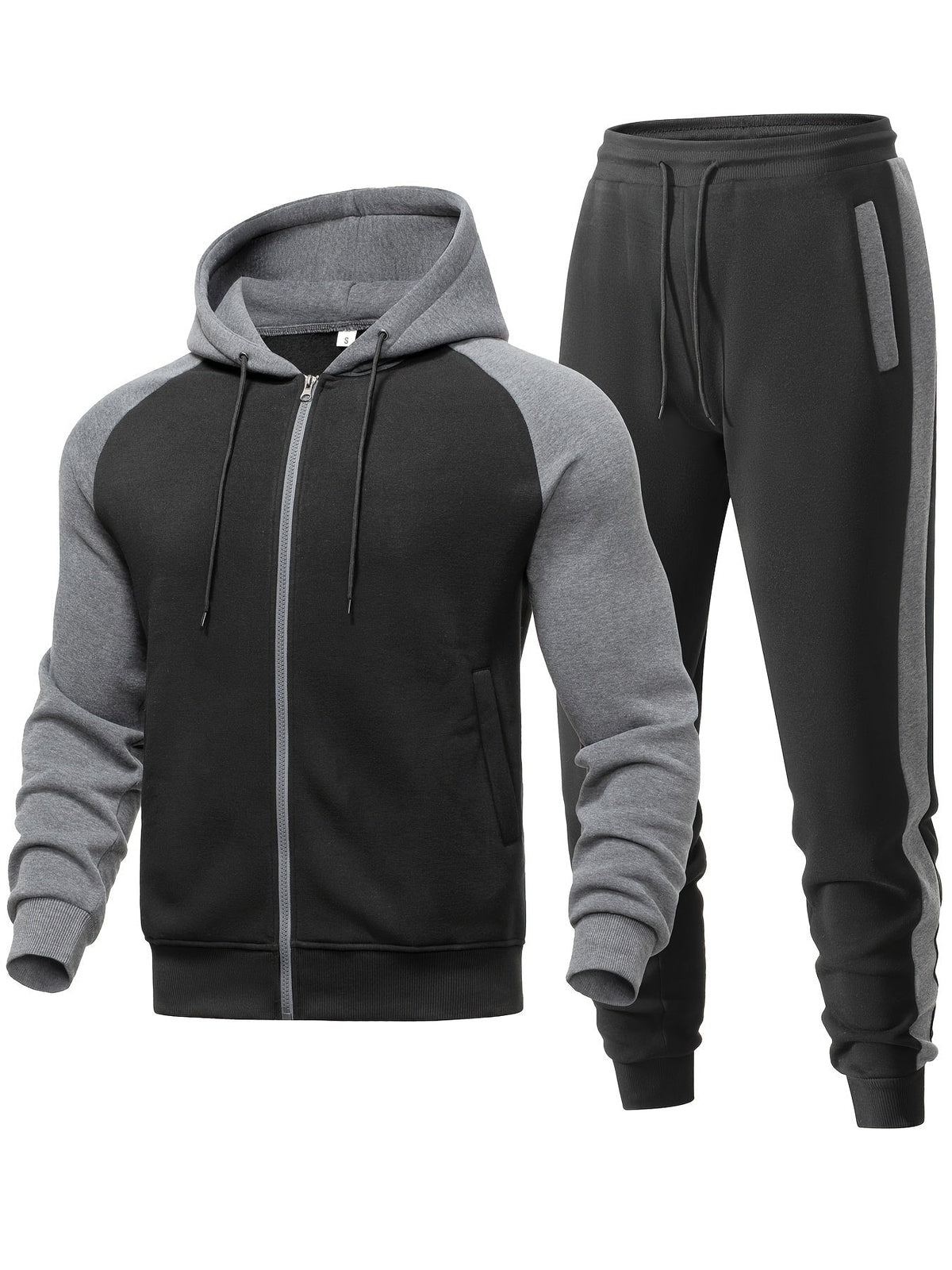 Męski 2-częściowy zestaw z bluzą z kapturem i joggerami – swobodna stylizacja na sport, co dzień, czas wolny i w stylu streetwear