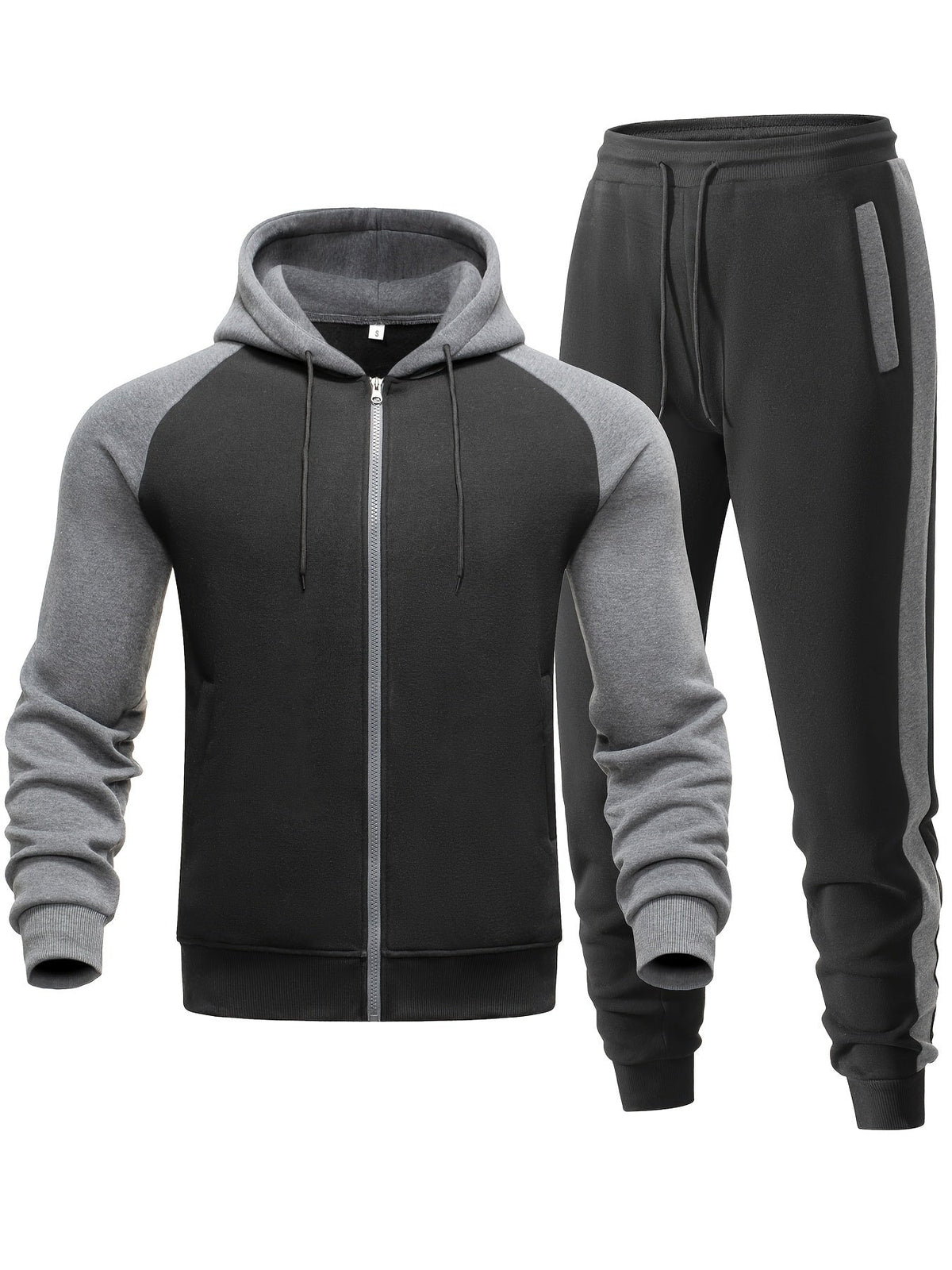 Męski 2-częściowy zestaw z bluzą z kapturem i joggerami – swobodna stylizacja na sport, co dzień, czas wolny i w stylu streetwear