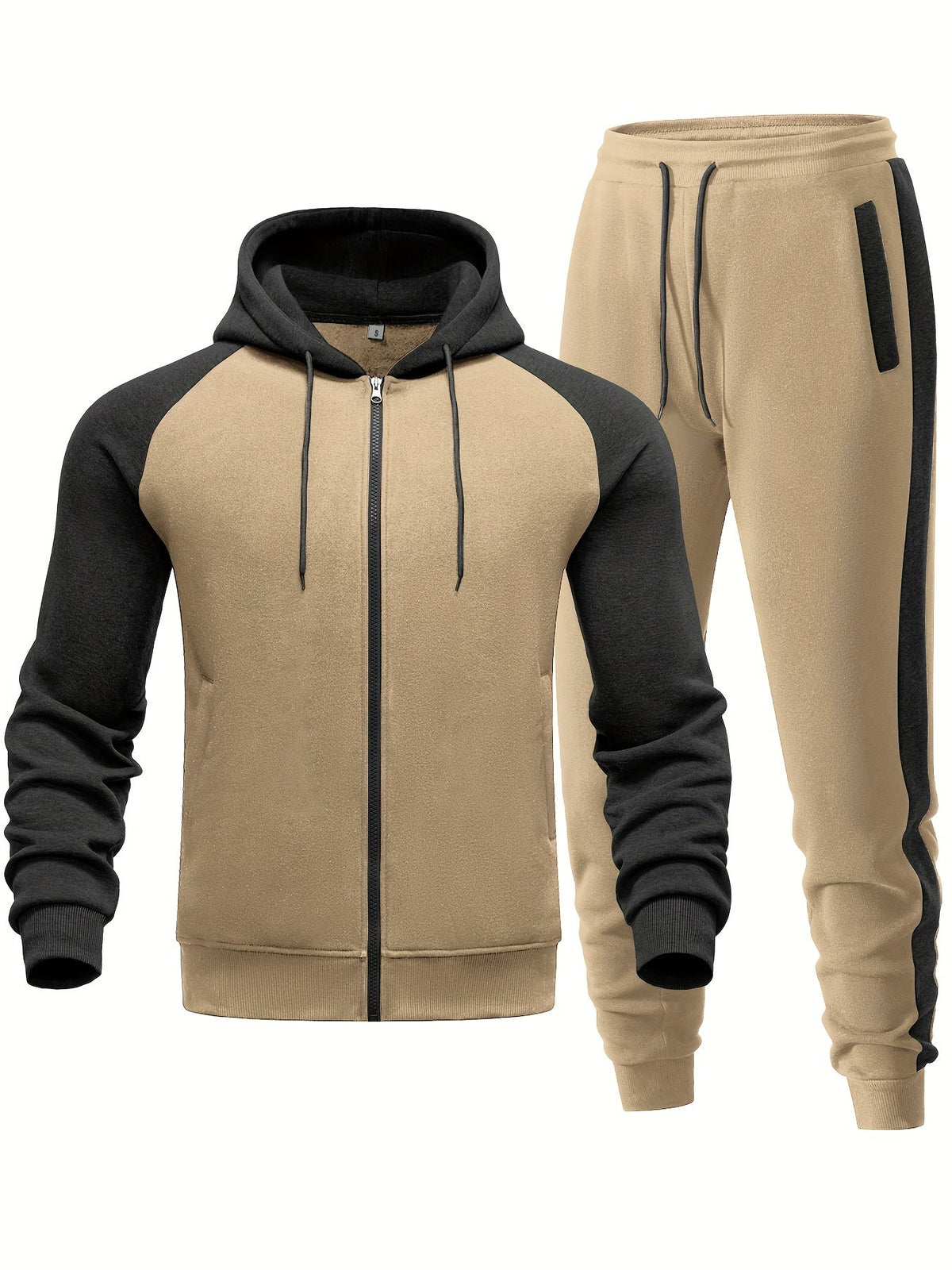 Męski 2-częściowy zestaw z bluzą z kapturem i joggerami – swobodna stylizacja na sport, co dzień, czas wolny i w stylu streetwear