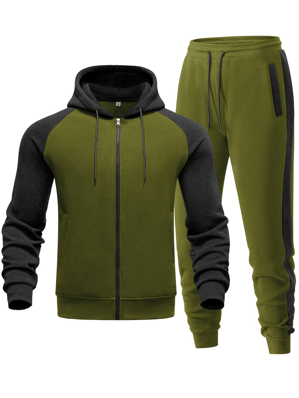 Męski 2-częściowy zestaw z bluzą z kapturem i joggerami – swobodna stylizacja na sport, co dzień, czas wolny i w stylu streetwear