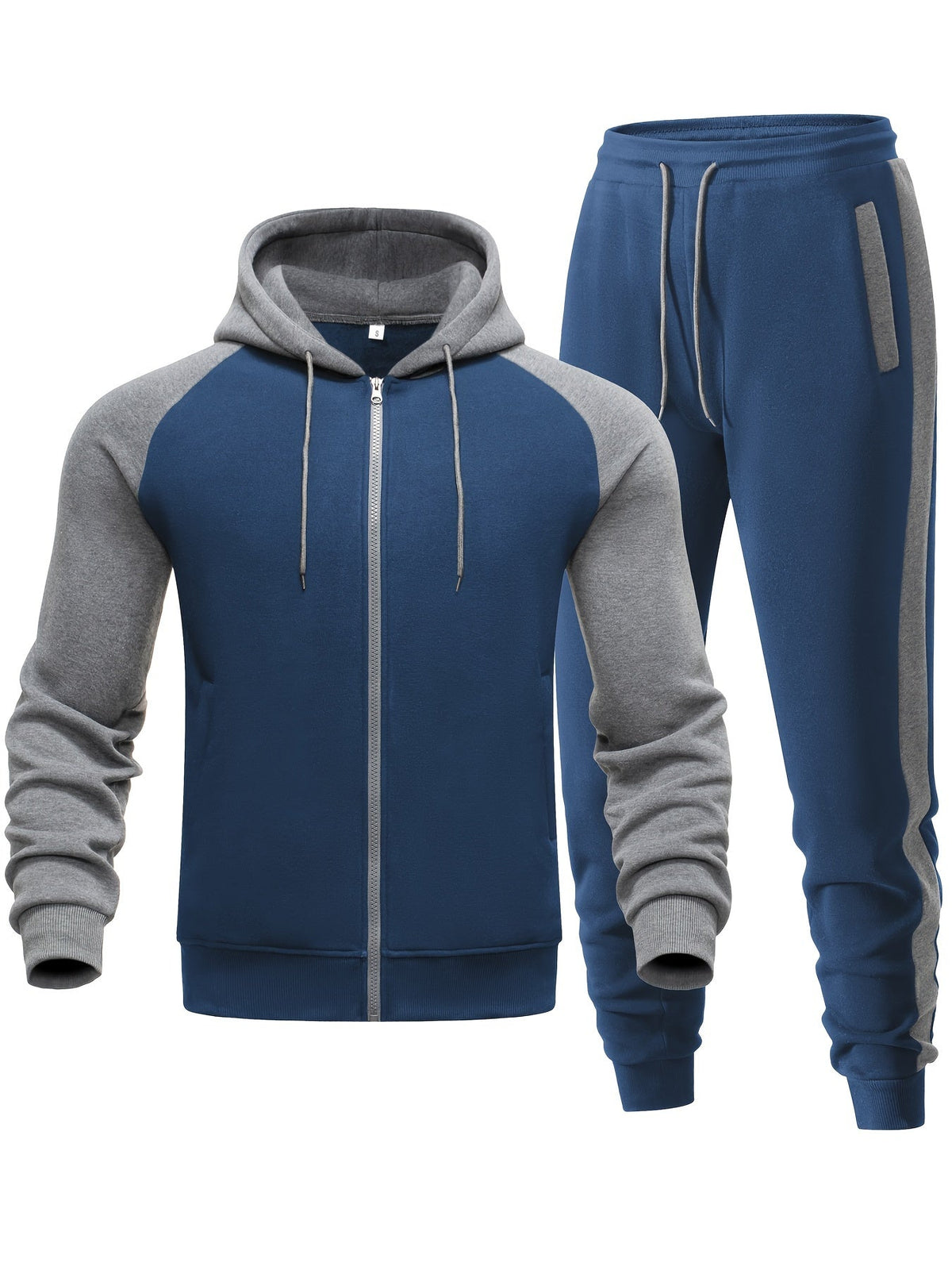 Męski 2-częściowy zestaw z bluzą z kapturem i joggerami – swobodna stylizacja na sport, co dzień, czas wolny i w stylu streetwear