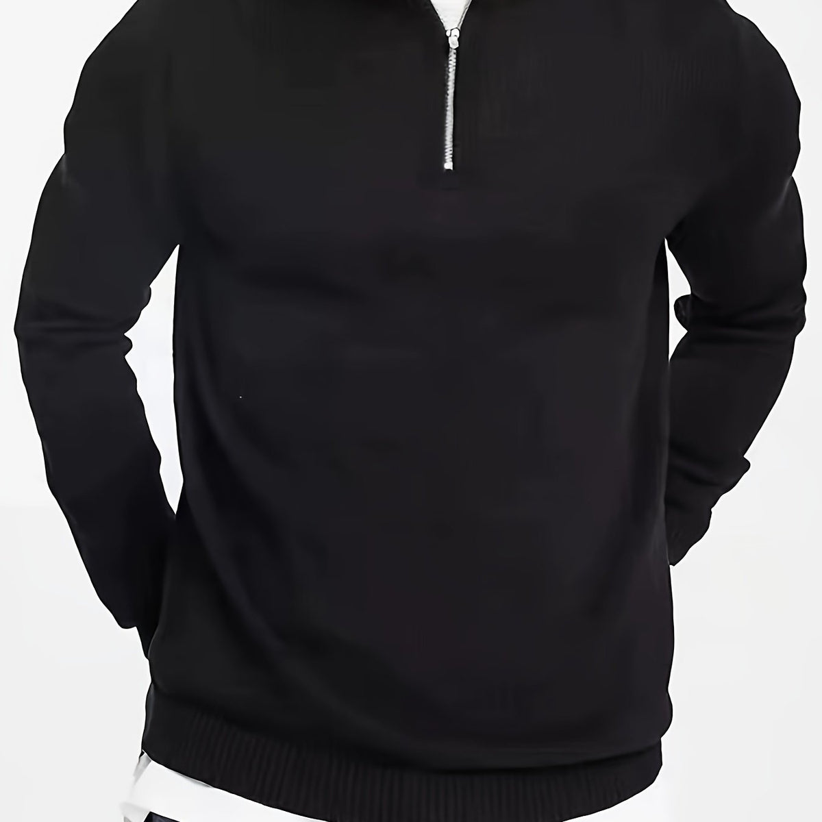 Męski dzianinowy sweter half-zip z wysokim kołnierzem i domieszką elastanu – wygodny pulower na jesień, zimę, co dzień i w stylu smart casual