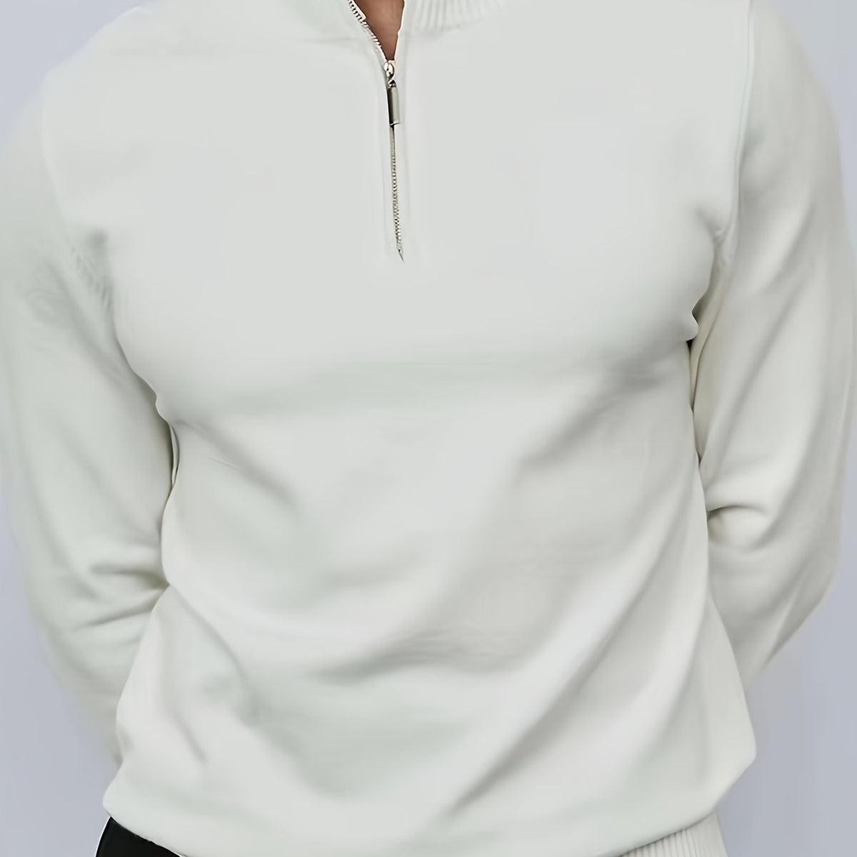 Męski dzianinowy sweter half-zip z wysokim kołnierzem i domieszką elastanu – wygodny pulower na jesień, zimę, co dzień i w stylu smart casual
