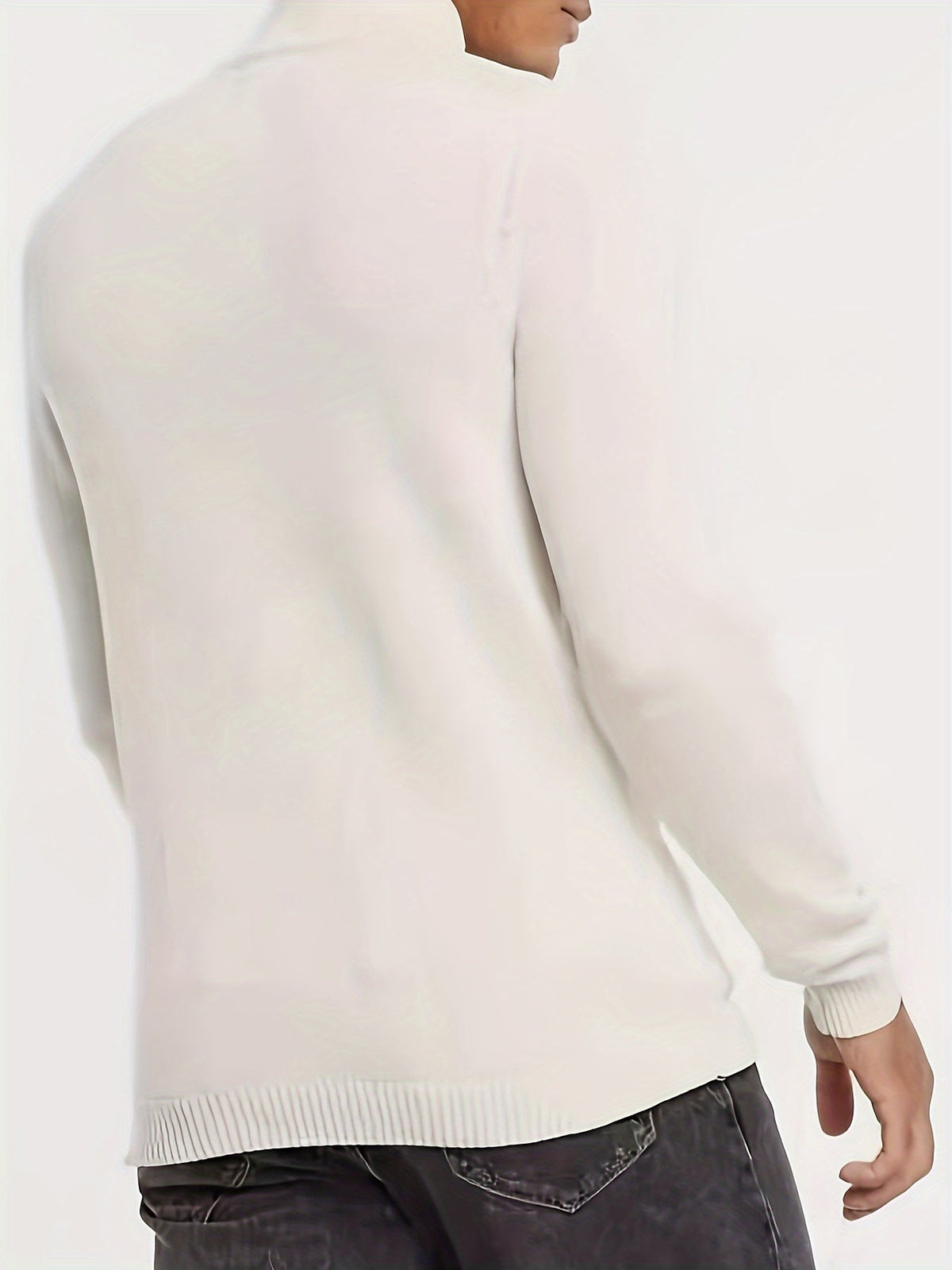 Męski dzianinowy sweter half-zip z wysokim kołnierzem i domieszką elastanu – wygodny pulower na jesień, zimę, co dzień i w stylu smart casual