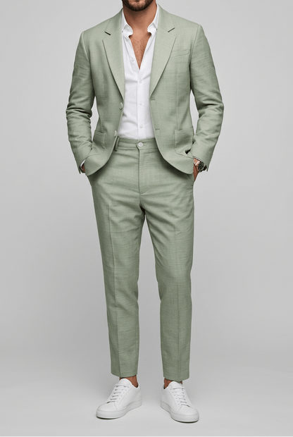 Costum slim fit pentru bărbați, din două piese, cu rever – sacou și pantaloni croiți pe măsură, pentru nunți, serviciu și evenimente formale