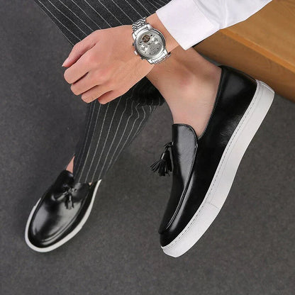 Mocasines para hombre con borlas y suela deportiva - Calzado cómodo sin cordones para oficina, estilo business casual, uso diario y estilo smart casual
