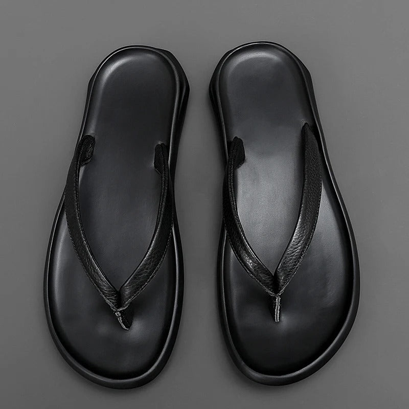 Herre Flip-Flop Sandaler I Kalveskind – Let Skridsikkert Sommerfodtøj