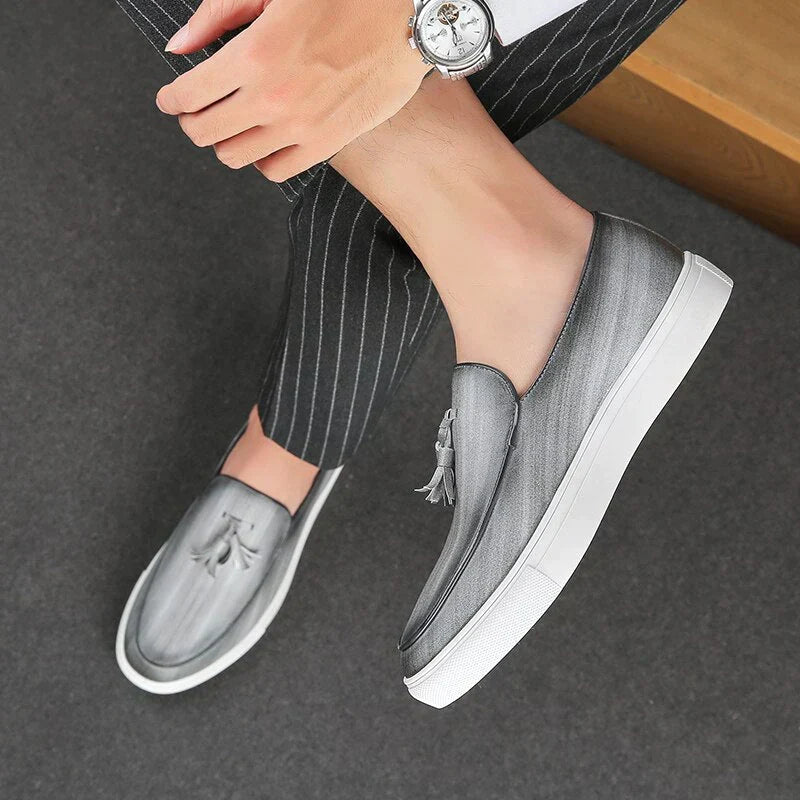 Mocasines para hombre con borlas y suela deportiva - Calzado cómodo sin cordones para oficina, estilo business casual, uso diario y estilo smart casual