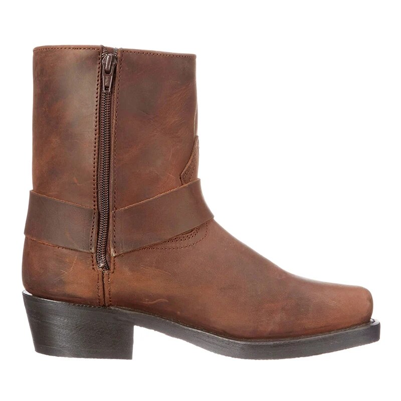 Herre Western Læderstøvler med Harness – Mid-Calf Cowboystil til Hverdagsbrug