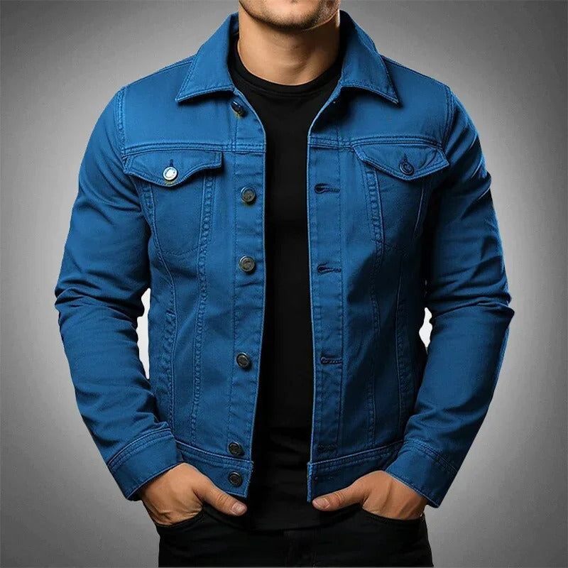 Herre Let Denimjakke Casual Knaplukket Hverdagsjakke