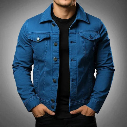 Herre Let Denimjakke Casual Knaplukket Hverdagsjakke