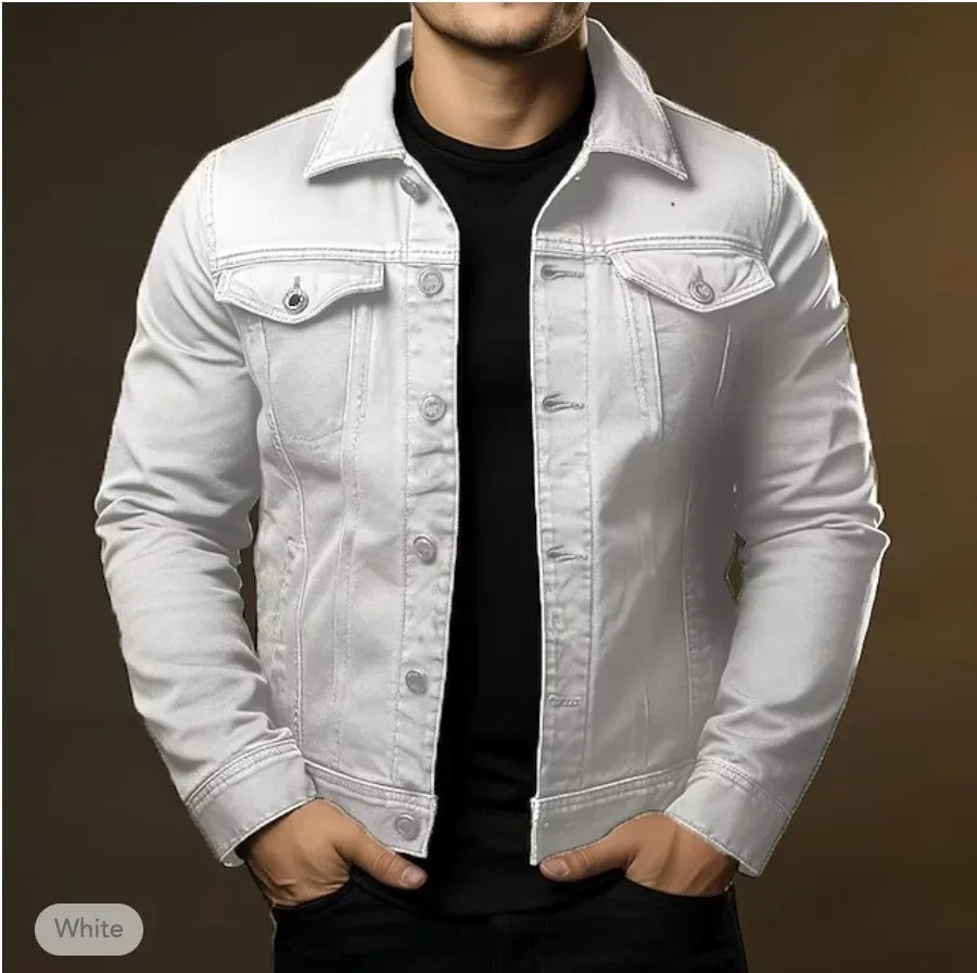 Herre Let Denimjakke Casual Knaplukket Hverdagsjakke
