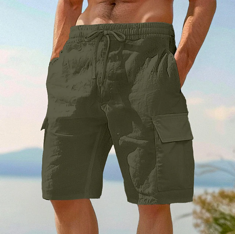 Men's Cargo Shorts with Drawstring Waist and Flap Pockets – Relaxed Shorts for Summer, Holidays, Leisure, and Everyday Wear