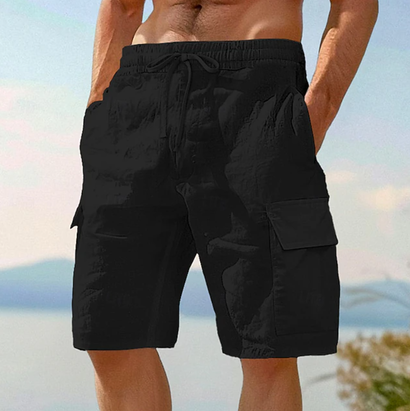 Men's Cargo Shorts with Drawstring Waist and Flap Pockets – Relaxed Shorts for Summer, Holidays, Leisure, and Everyday Wear