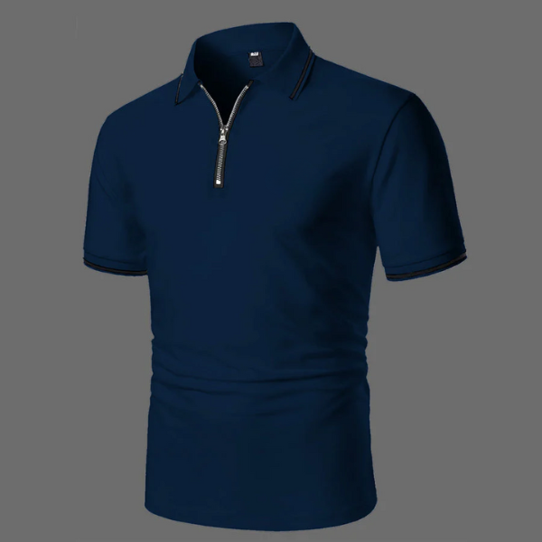 Męska koszulka polo z krótkim rękawem, zapinana na zamek, z bawełny – oddychająca koszula w stylu smart casual na co dzień, czas wolny i do biura