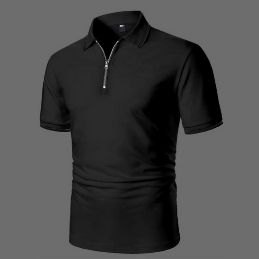 Pánská polokošile s krátkými rukávy, zapínáním na zip a bavlněným materiálem – prodyšná košile ve stylu smart casual na běžné nošení, volný čas a do kanceláře