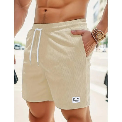 Herre Ribstrukturerede Bade Shorts Med Snøre Og Afslappet Pasform