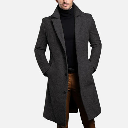 Abrigo largo recto para hombre de corte ajustado y sastre – Elegante abrigo de invierno para la oficina y un estilo casual elegante