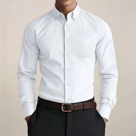 Men's Slim-Fit Shirt with Button-Down Collar – Long-Sleeve Office Shirt for Summer Business and Smart-Casual Style