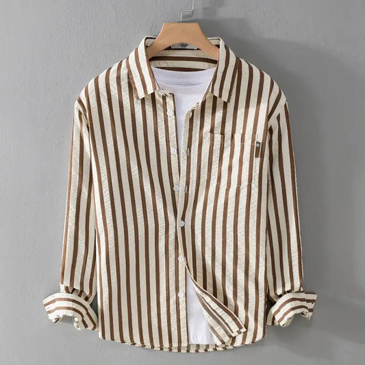 Men's Printed Casual Shirt – Relaxed Long-Sleeve Shirt with Button Closure for Summer Travel and Weekend Wear