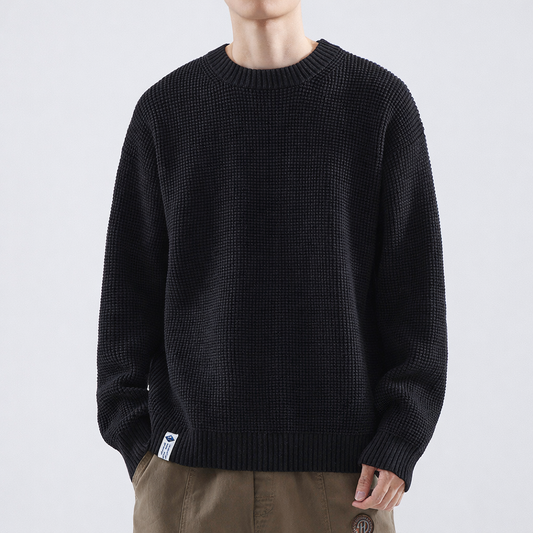 Men's Textured Winter Sweater – Round-Neck Knit Sweater with a Relaxed Fit for Everyday Layering