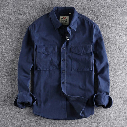 Herre Afslappet Workwear-Overshirt – Utility-Lag med Knaplukning til Rejser og Afslappet Brug