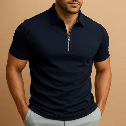 Herre Polo med Lynlås i Slim Fit og Moderne Smart-Casual Stil