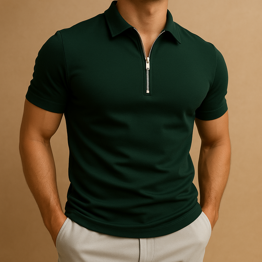 Herre Polo med Lynlås i Slim Fit og Moderne Smart-Casual Stil
