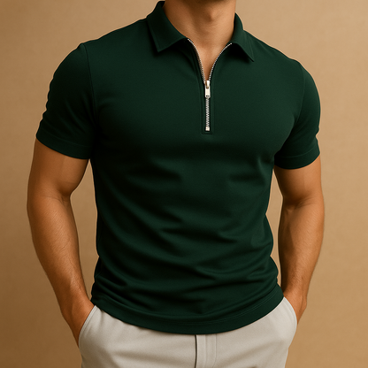 Herre Polo med Lynlås i Slim Fit og Moderne Smart-Casual Stil
