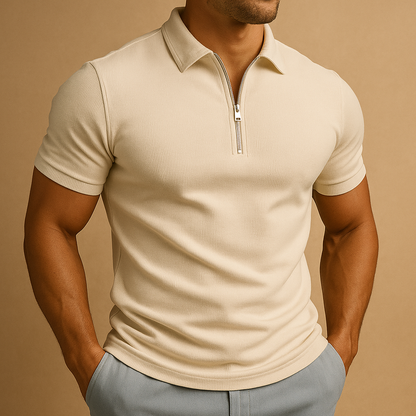 Herre Polo med Lynlås i Slim Fit og Moderne Smart-Casual Stil
