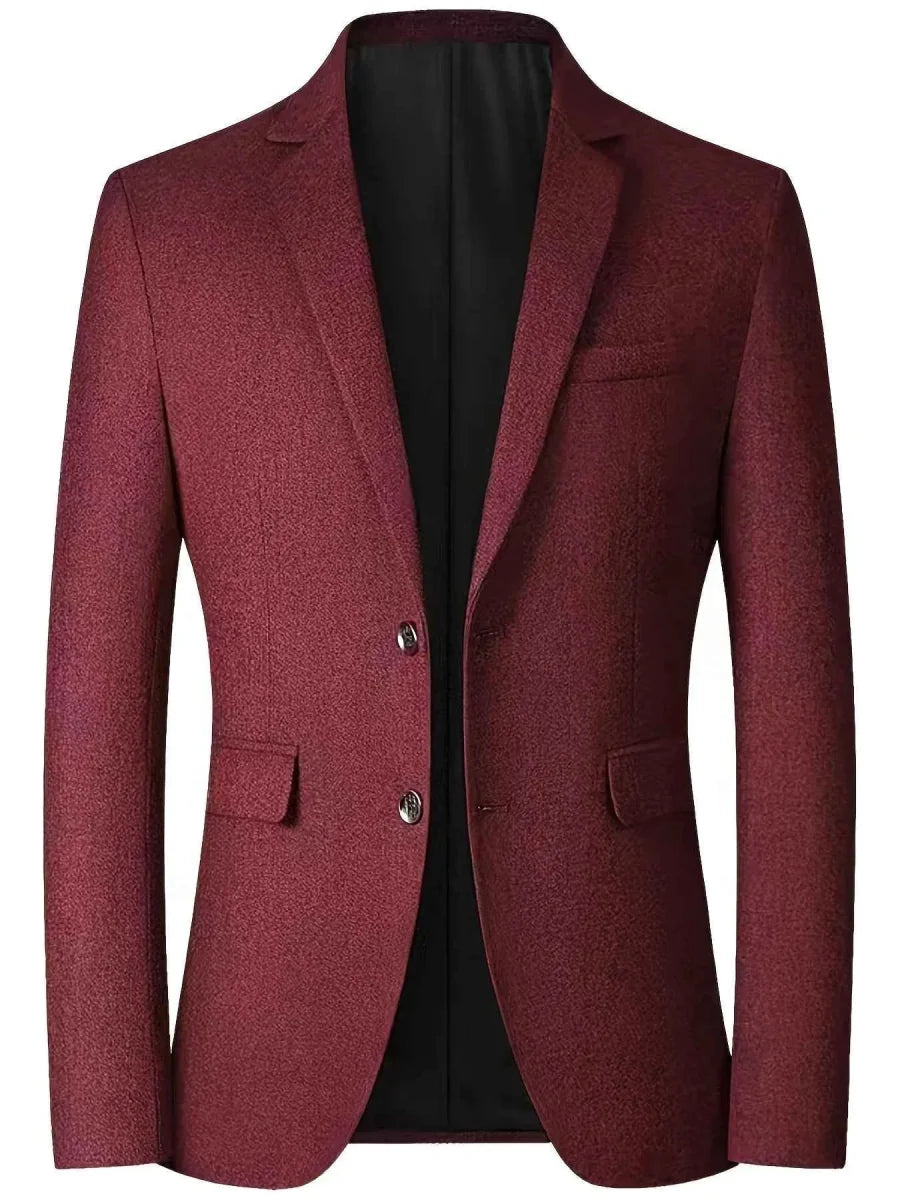 Męska marynarka regular fit o fakturowanej strukturze – marynarka garniturowa na dwa guziki, z klasycznymi klapami i kieszeniami z patkami do biura, na uroczyste okazje i do eleganckich codziennych stylizacji