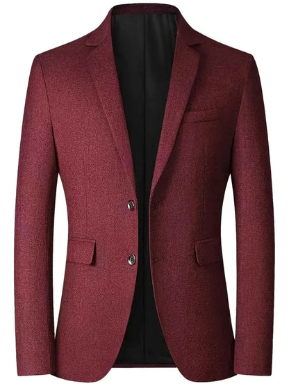 Męska marynarka regular fit o fakturowanej strukturze – marynarka garniturowa na dwa guziki, z klasycznymi klapami i kieszeniami z patkami do biura, na uroczyste okazje i do eleganckich codziennych stylizacji
