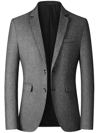 Męska marynarka regular fit o fakturowanej strukturze – marynarka garniturowa na dwa guziki, z klasycznymi klapami i kieszeniami z patkami do biura, na uroczyste okazje i do eleganckich codziennych stylizacji