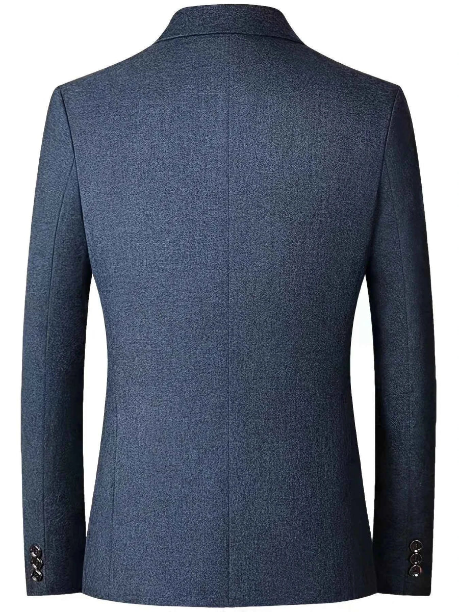 Męska marynarka regular fit o fakturowanej strukturze – marynarka garniturowa na dwa guziki, z klasycznymi klapami i kieszeniami z patkami do biura, na uroczyste okazje i do eleganckich codziennych stylizacji