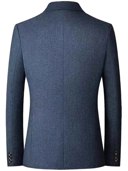 Męska marynarka regular fit o fakturowanej strukturze – marynarka garniturowa na dwa guziki, z klasycznymi klapami i kieszeniami z patkami do biura, na uroczyste okazje i do eleganckich codziennych stylizacji