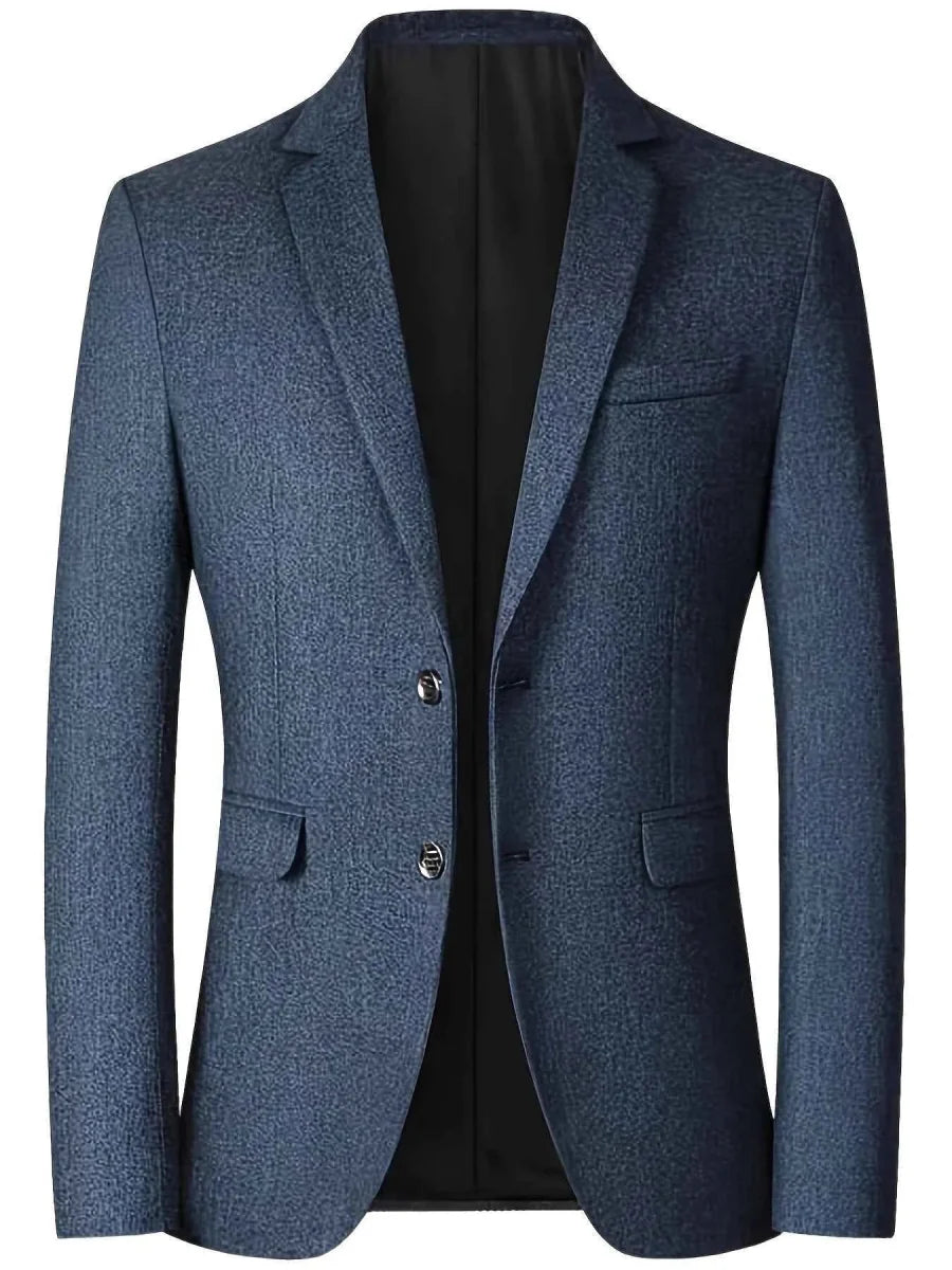 Męska marynarka regular fit o fakturowanej strukturze – marynarka garniturowa na dwa guziki, z klasycznymi klapami i kieszeniami z patkami do biura, na uroczyste okazje i do eleganckich codziennych stylizacji