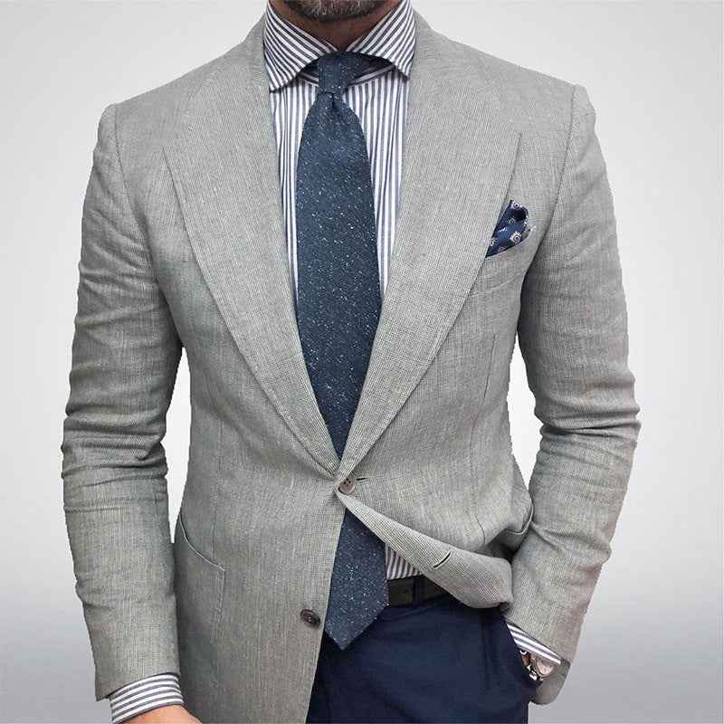Sacou modern slim fit pentru bărbați - jachetă de costum cu un singur rând de nasturi, revere clasice și buzunare elegante, pentru birou, ocazii festive și un stil smart casual