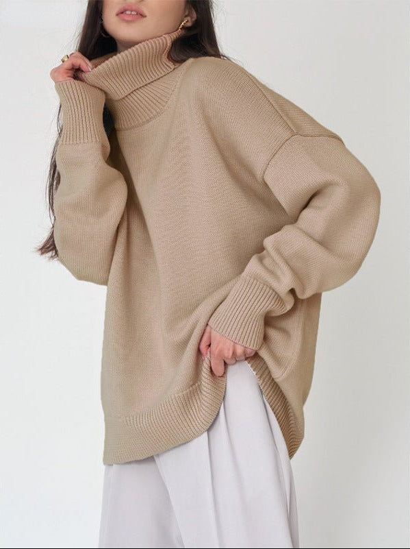 Dame Oversized Rullekravesweater – Afslappet Vinterstrik Til Daglig Lagdeling