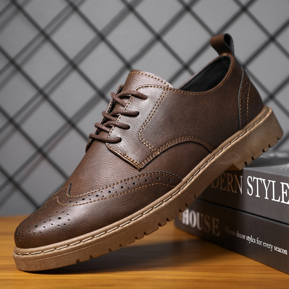 Pantofi Derby casual pentru bărbați, cu șireturi și cusături tip mocasin – pantofi joși cu talpă profilată robustă pentru utilizare zilnică, birou și stil smart casual
