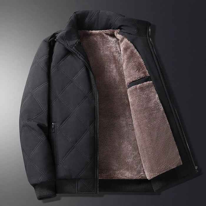 Men's quilted fleece-lined outdoor jacket with a wind-resistant zip closure and secure pockets – warm outerwear for hiking, travel and outdoor activities