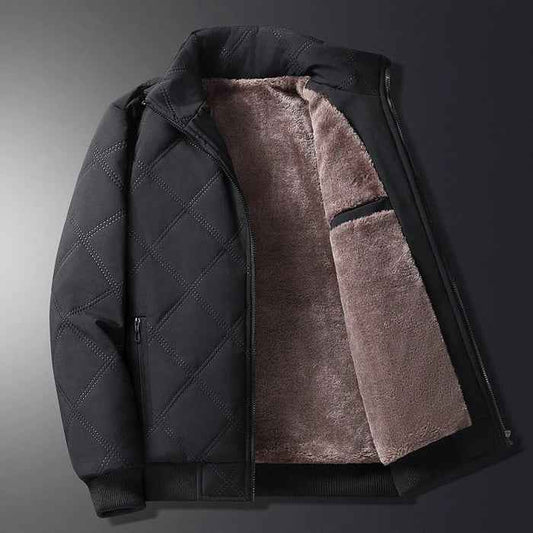 Jachetă outdoor matlasată pentru bărbați, căptușită cu fleece, cu închidere rezistentă la vânt și buzunare sigure – Îmbrăcăminte exterioară călduroasă pentru drumeții, călătorii și activități în aer liber