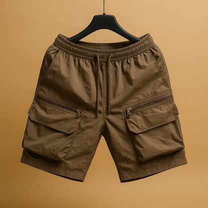 Pantaloni scurți cargo supradimensionați pentru bărbați, din nailon - design utilitar, ușor și cu uscare rapidă, cu mai multe buzunare, pentru vară, călătorii și activități recreative în aer liber
