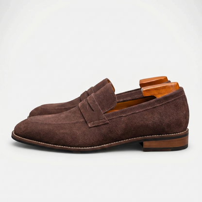 Herre Penny Loafers i Ruskind – Elegante Slip-On Sko til Forretning og Aftenbrug