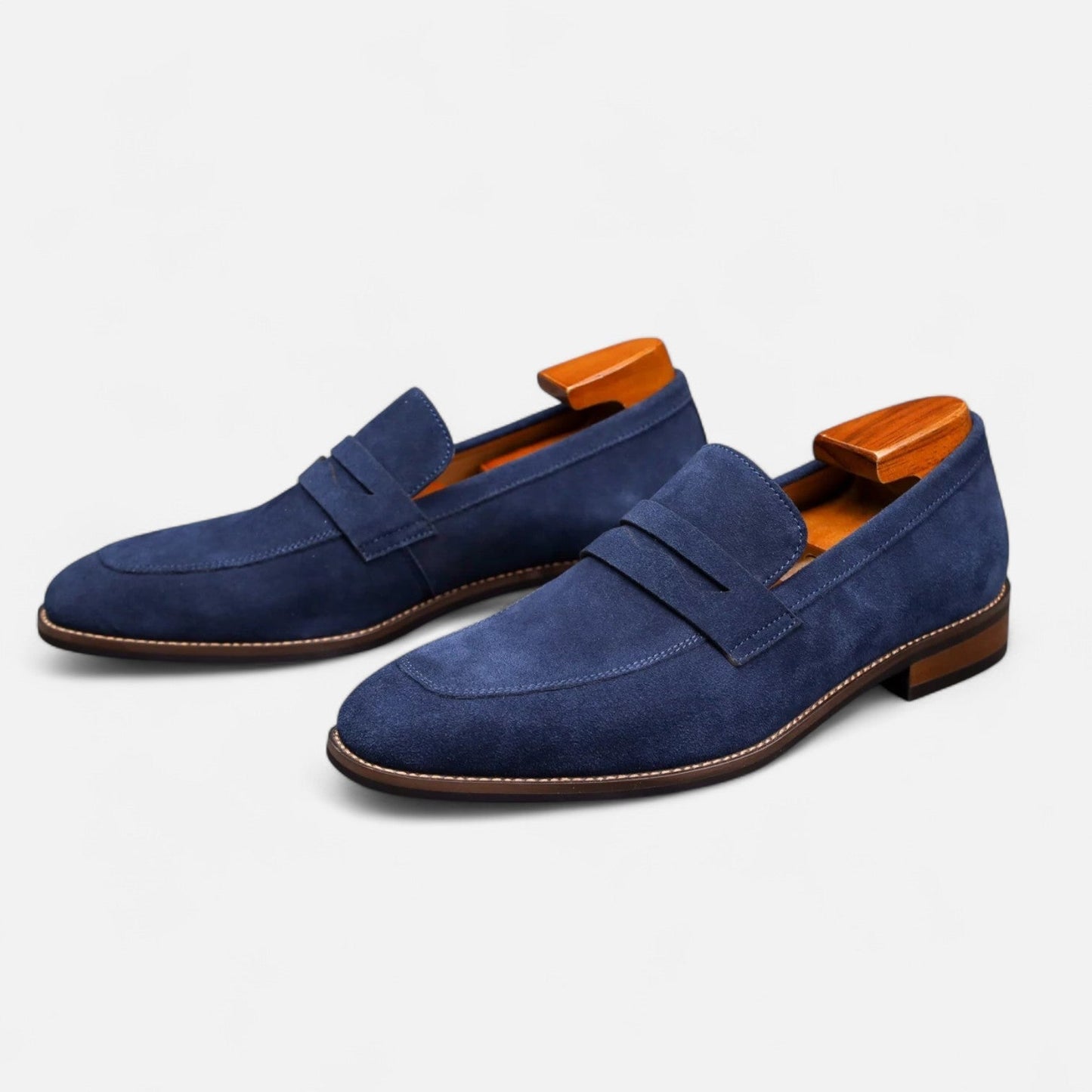 Herre Penny Loafers i Ruskind – Elegante Slip-On Sko til Forretning og Aftenbrug